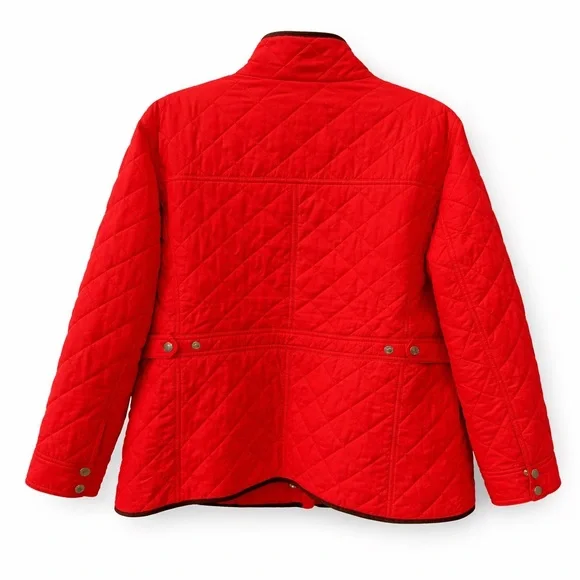 Talbots Quilted Barn Jacket Bright Red Orange - Women’s XL Cabincore Chic Cozy - Picture 2 of 12